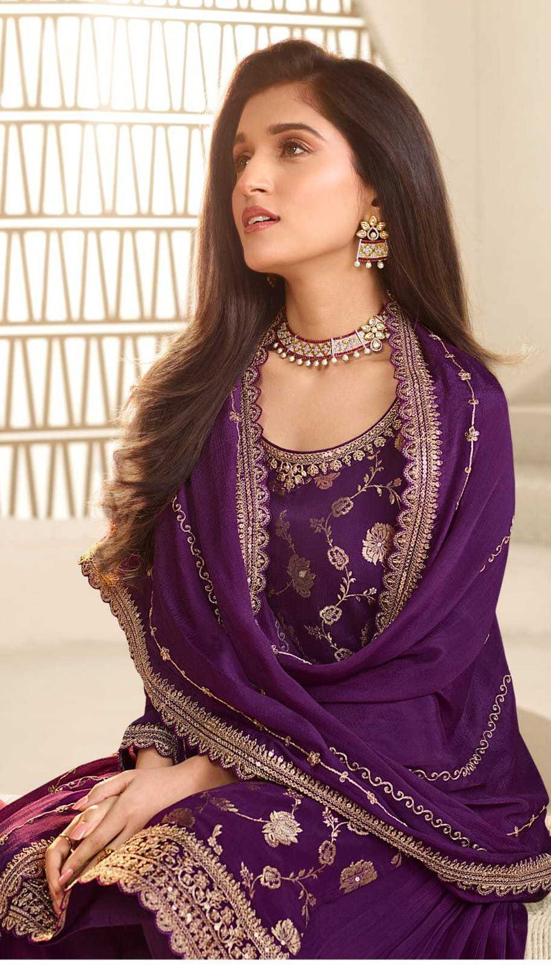 Vinay Fashion Karwaa Viscose Chinon Jacquard Embroidered Partywear Salwar Suit