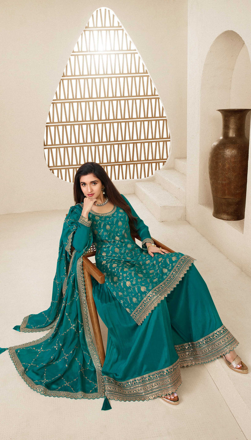 Vinay Fashion Karwaa Viscose Chinon Jacquard Embroidered Partywear Salwar Suit