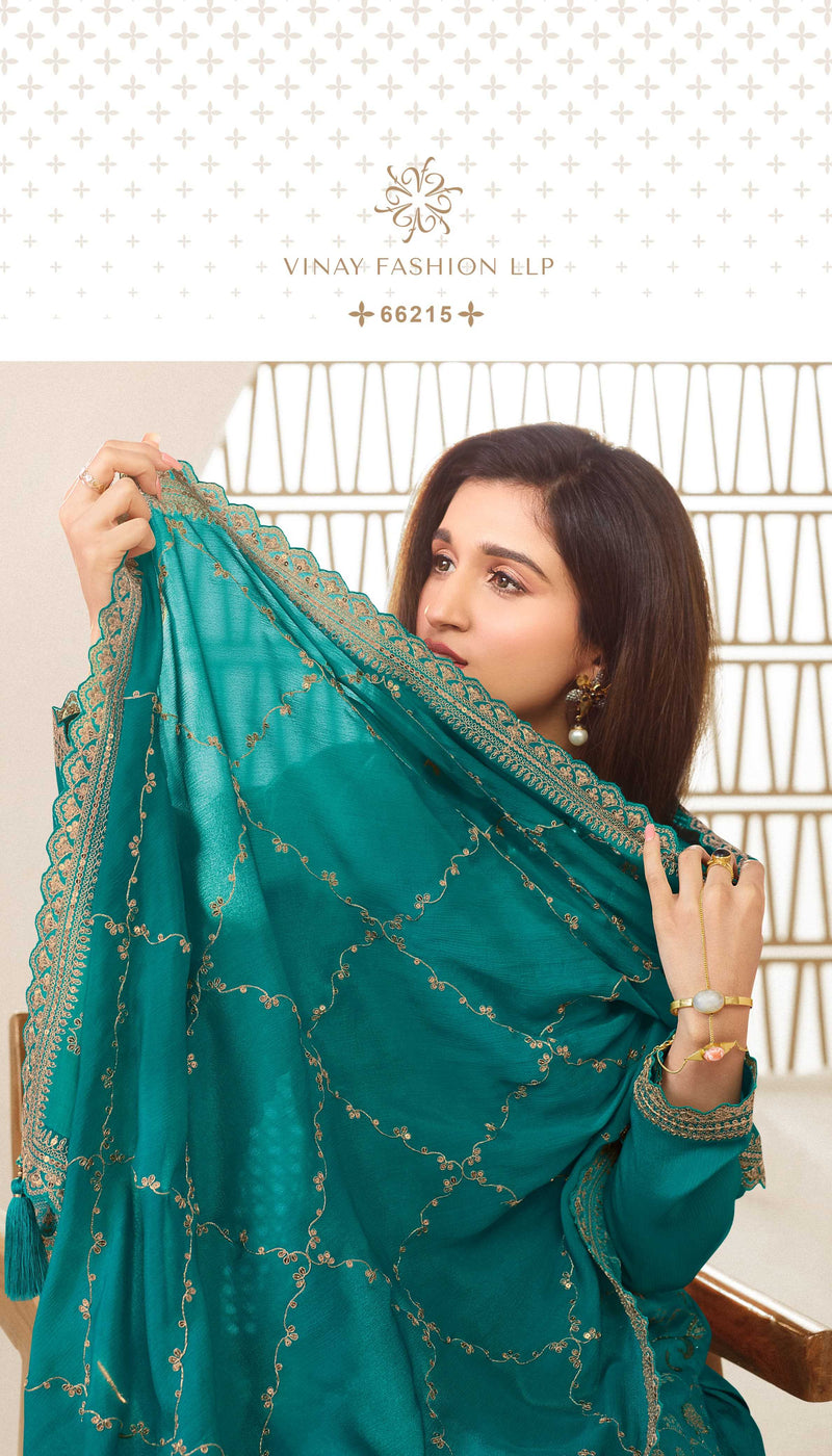 Vinay Fashion Karwaa Viscose Chinon Jacquard Embroidered Partywear Salwar Suit