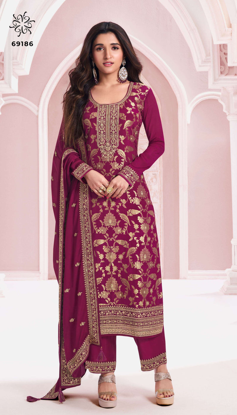 Vinay Fashion Nidhi Chinon Jacquard Designer Wedding Wear Salwar Suit Collection