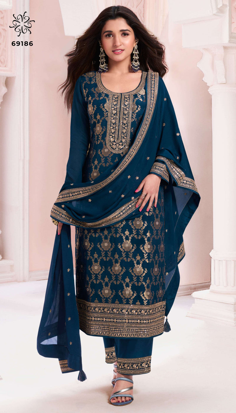 Vinay Fashion Nidhi Chinon Jacquard Designer Wedding Wear Salwar Suit Collection