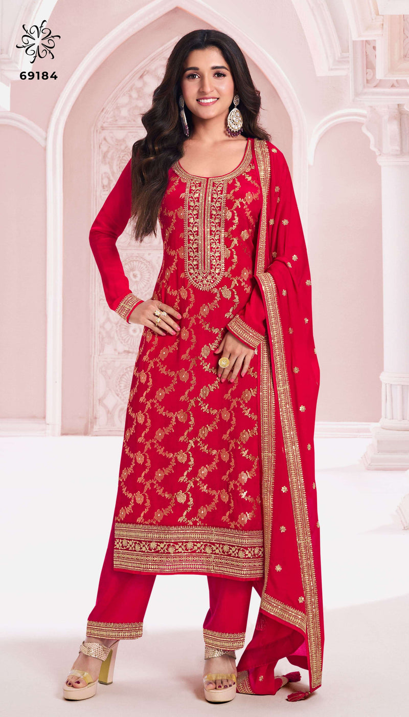 Vinay Fashion Nidhi Chinon Jacquard Designer Wedding Wear Salwar Suit Collection