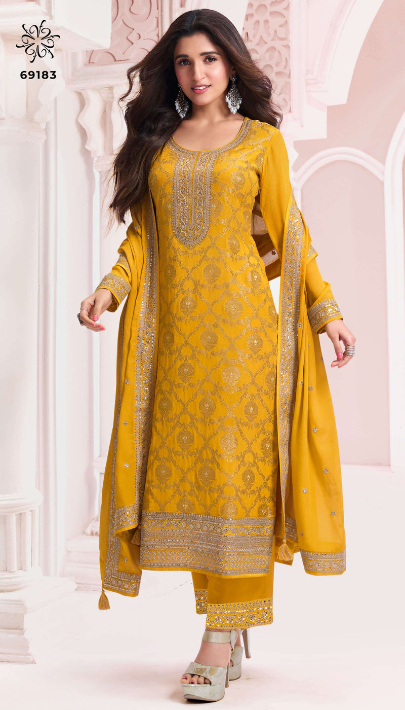 Vinay Fashion Nidhi Chinon Jacquard Designer Wedding Wear Salwar Suit Collection