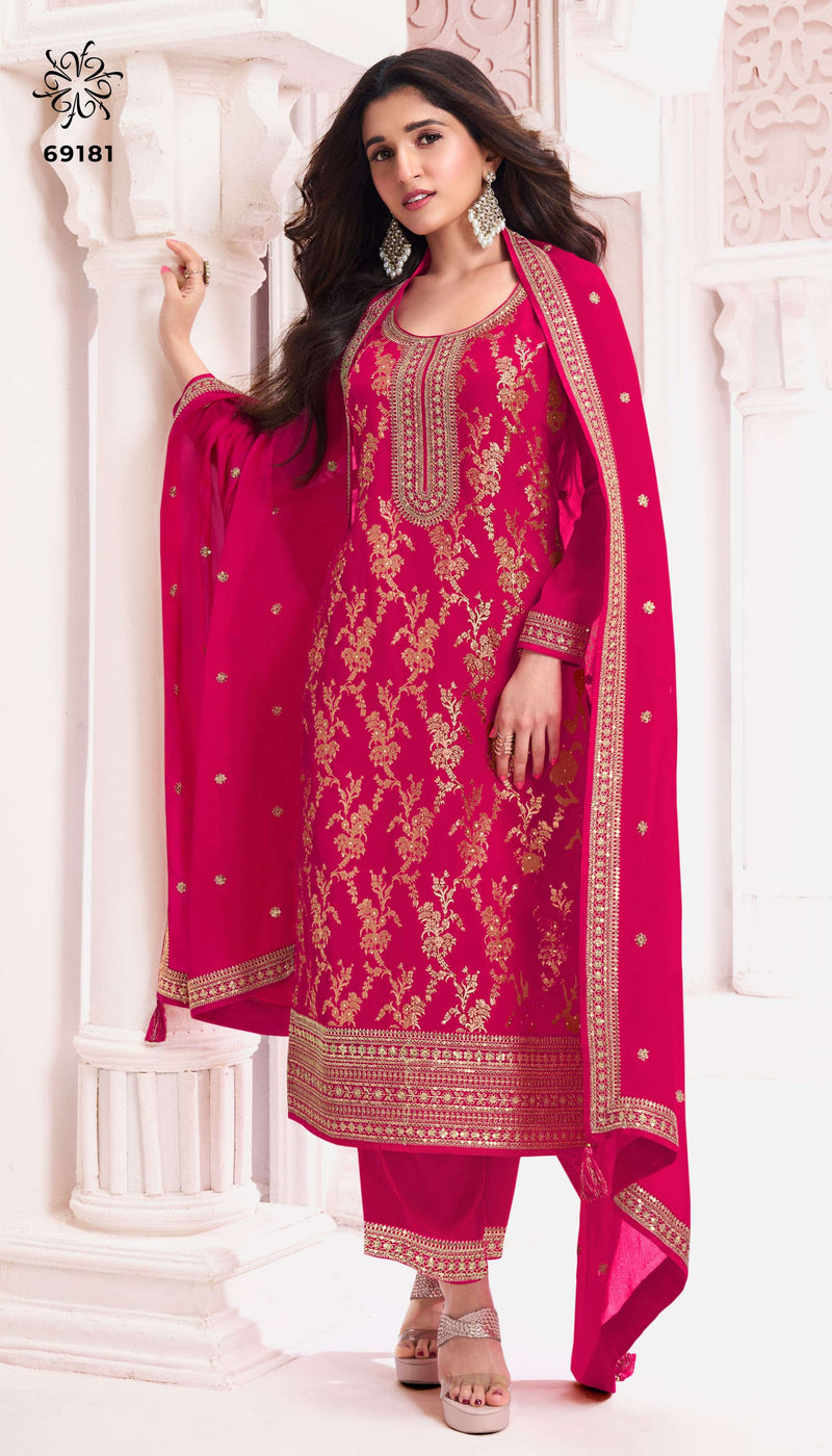 Vinay Fashion Nidhi Chinon Jacquard Designer Wedding Wear Salwar Suit Collection