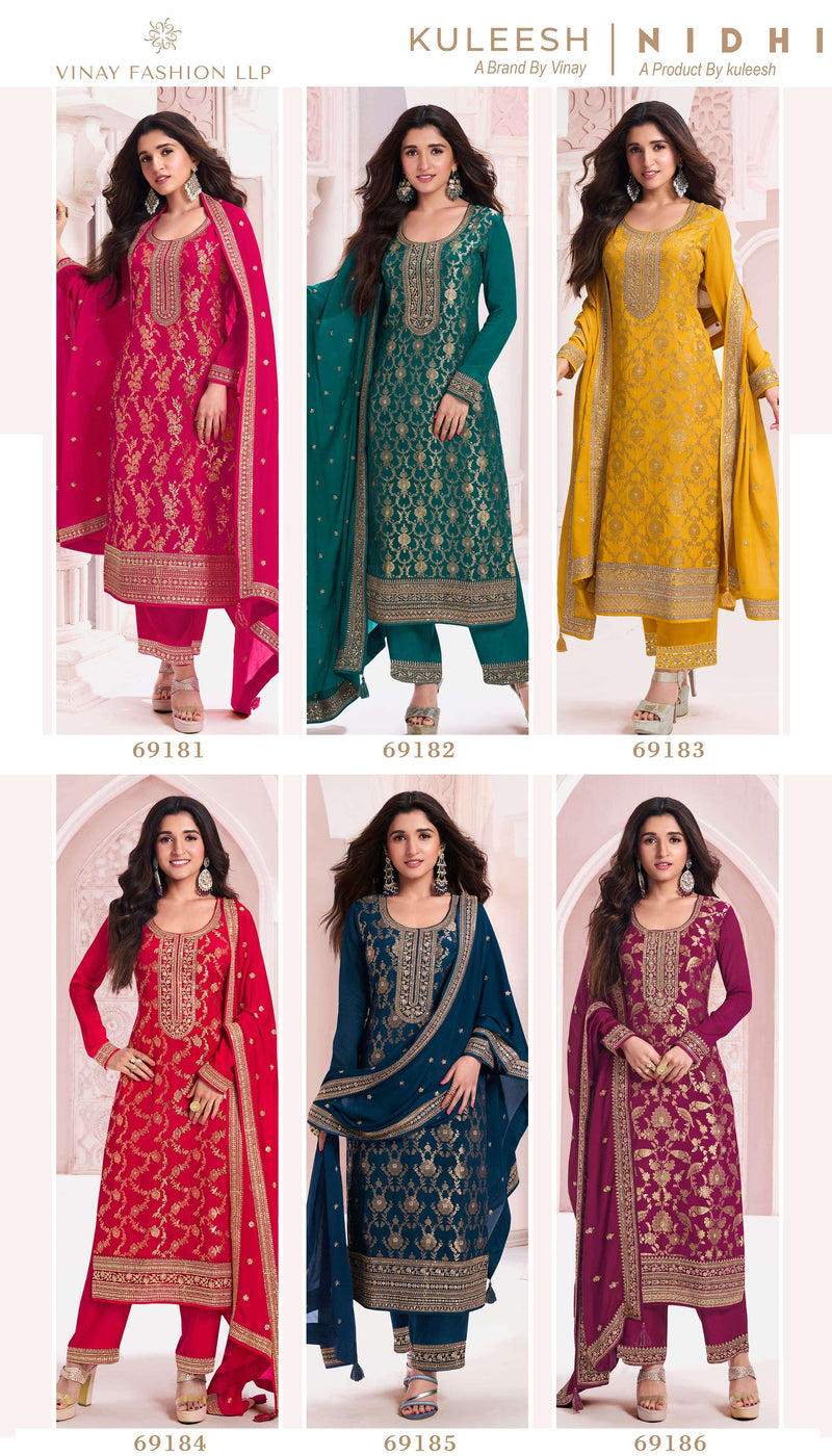 Vinay Fashion Nidhi Chinon Jacquard Designer Wedding Wear Salwar Suit Collection