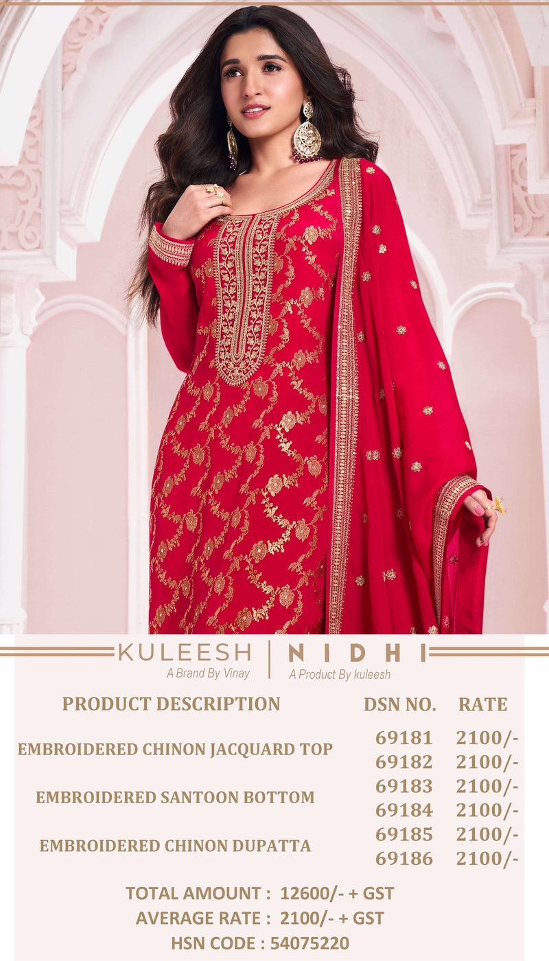 Vinay Fashion Nidhi Chinon Jacquard Designer Wedding Wear Salwar Suit Collection