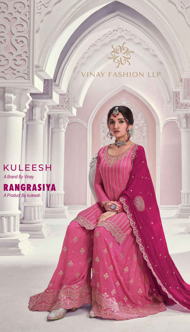 Vinay Fashion Rangrasiya Chinon Embroidered Wedding Wear Salwar Suit Collection