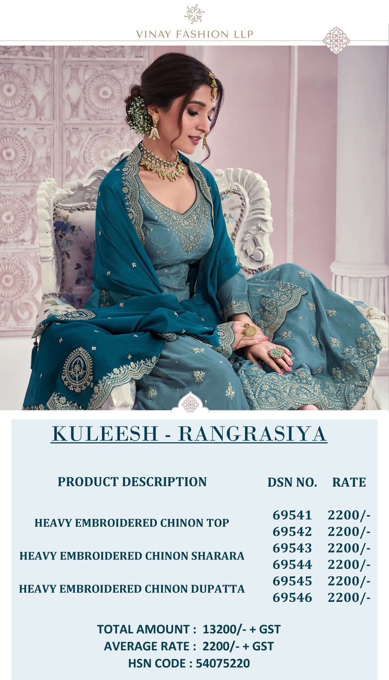 Vinay Fashion Rangrasiya Chinon Embroidered Wedding Wear Salwar Suit Collection