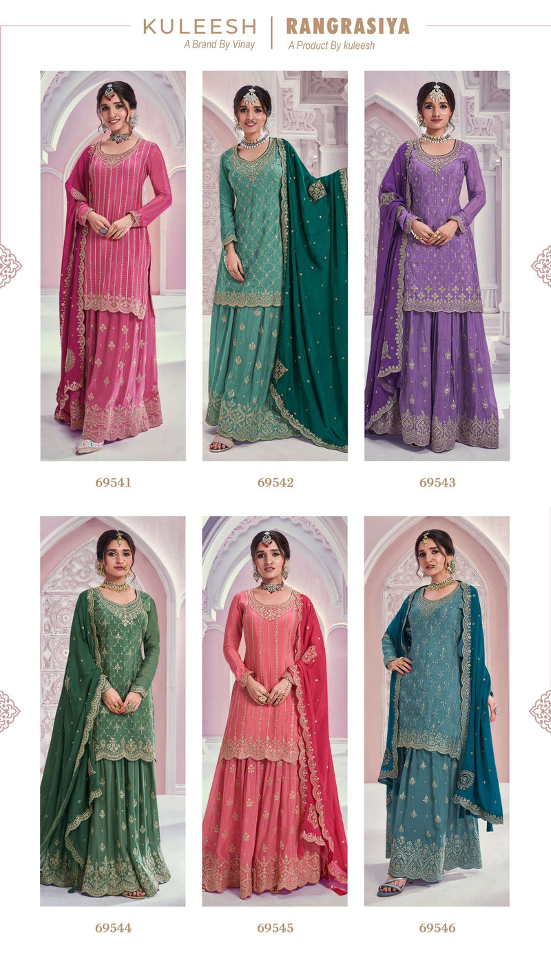 Vinay Fashion Rangrasiya Chinon Embroidered Wedding Wear Salwar Suit Collection