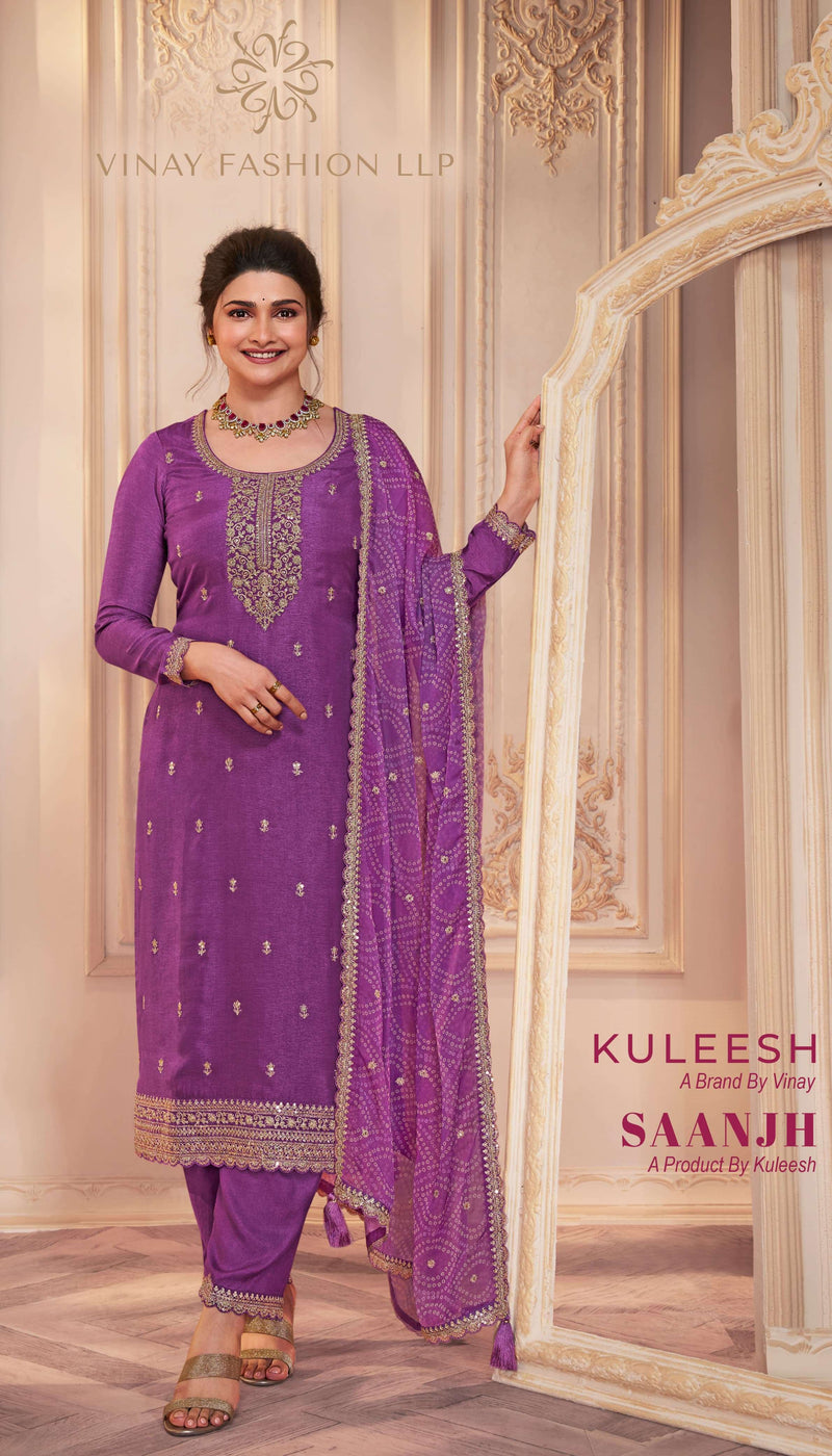 Vinay Fashion Saanjh Silk Georgette Unstitched Heavy Party Wear Salwar Suit