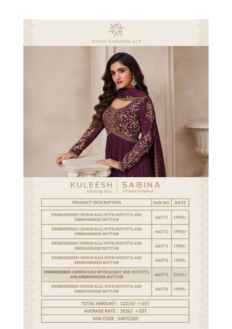 Vinay Fashion Sabina Chinon Embroidered Wedding Wear Salwar Suit Collection