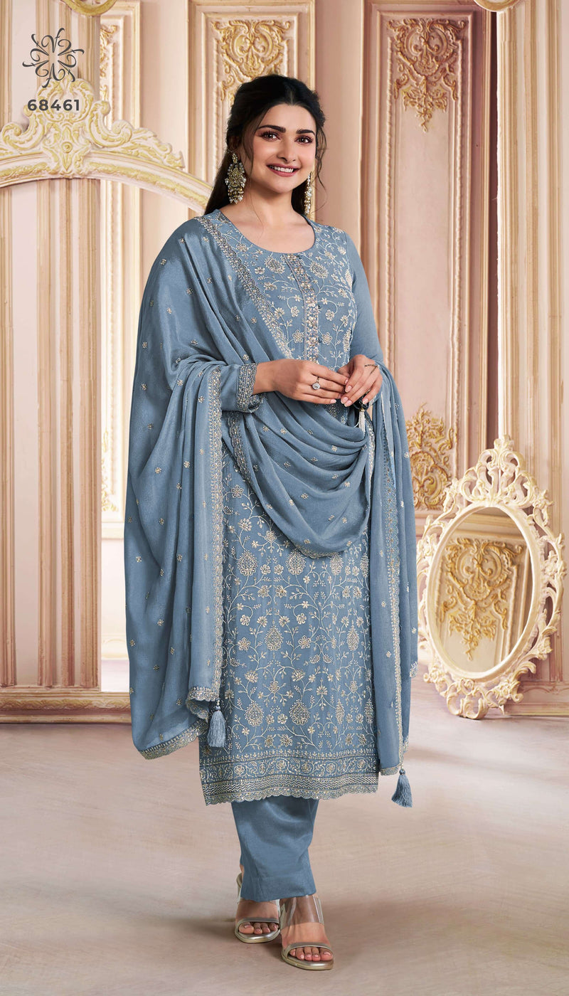 Vinay Fashion Saira Thread Heavy Embroidered Chinon Designer Suit