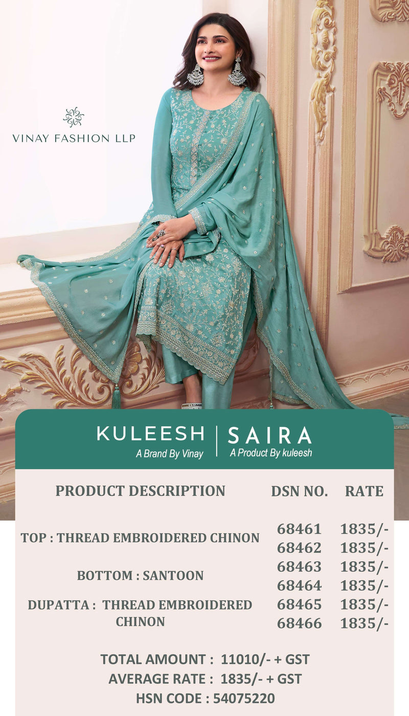 Vinay Fashion Saira Thread Heavy Embroidered Chinon Designer Suit
