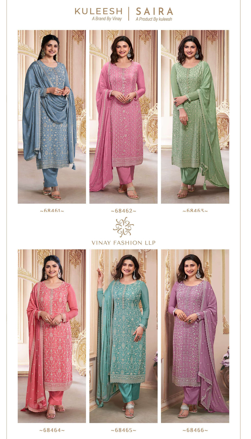 Vinay Fashion Saira Thread Heavy Embroidered Chinon Designer Suit
