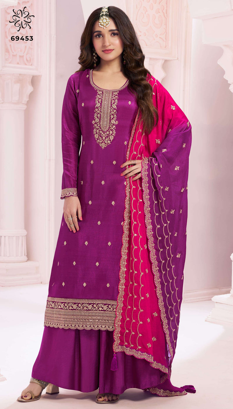Vinay Fashion Suhaag Silk Georgette Embroidered Heavy Designer Wedding Wear Suit