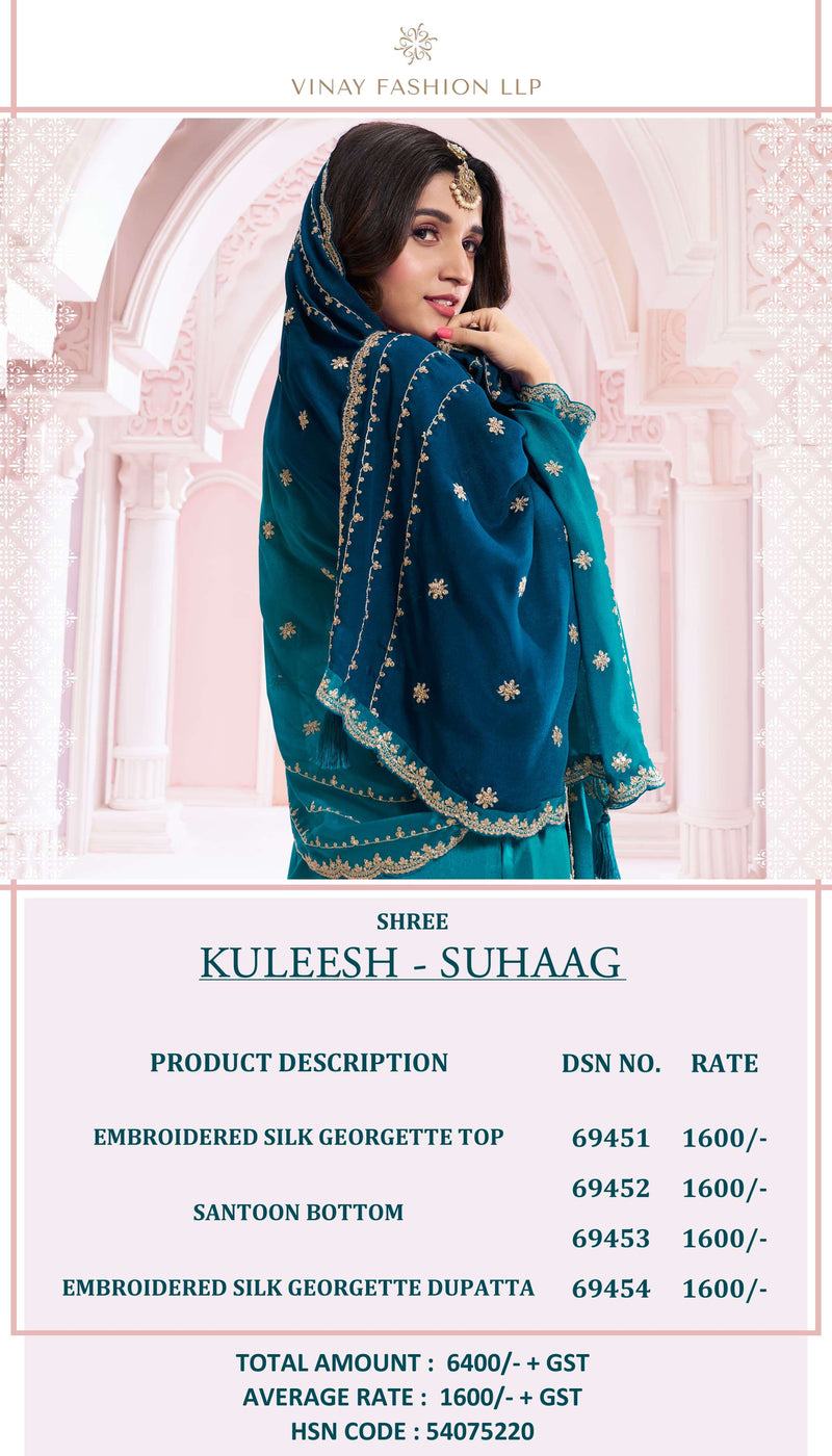 Vinay Fashion Suhaag Silk Georgette Embroidered Heavy Designer Wedding Wear Suit