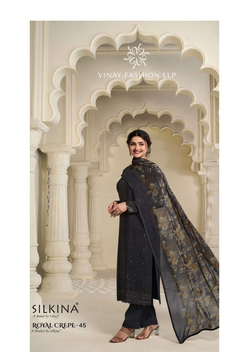 Vinay Fashion Silkina Royal Crepe Vol 45 Designer Wedding Wear Salwar Suit