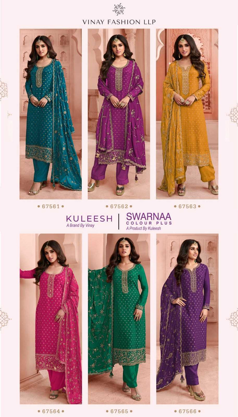 Vinay Fashion Kuleesh Swarnaa Colourplus Dola Jacquard Heavy Embroidered Designer Salwar Suit
