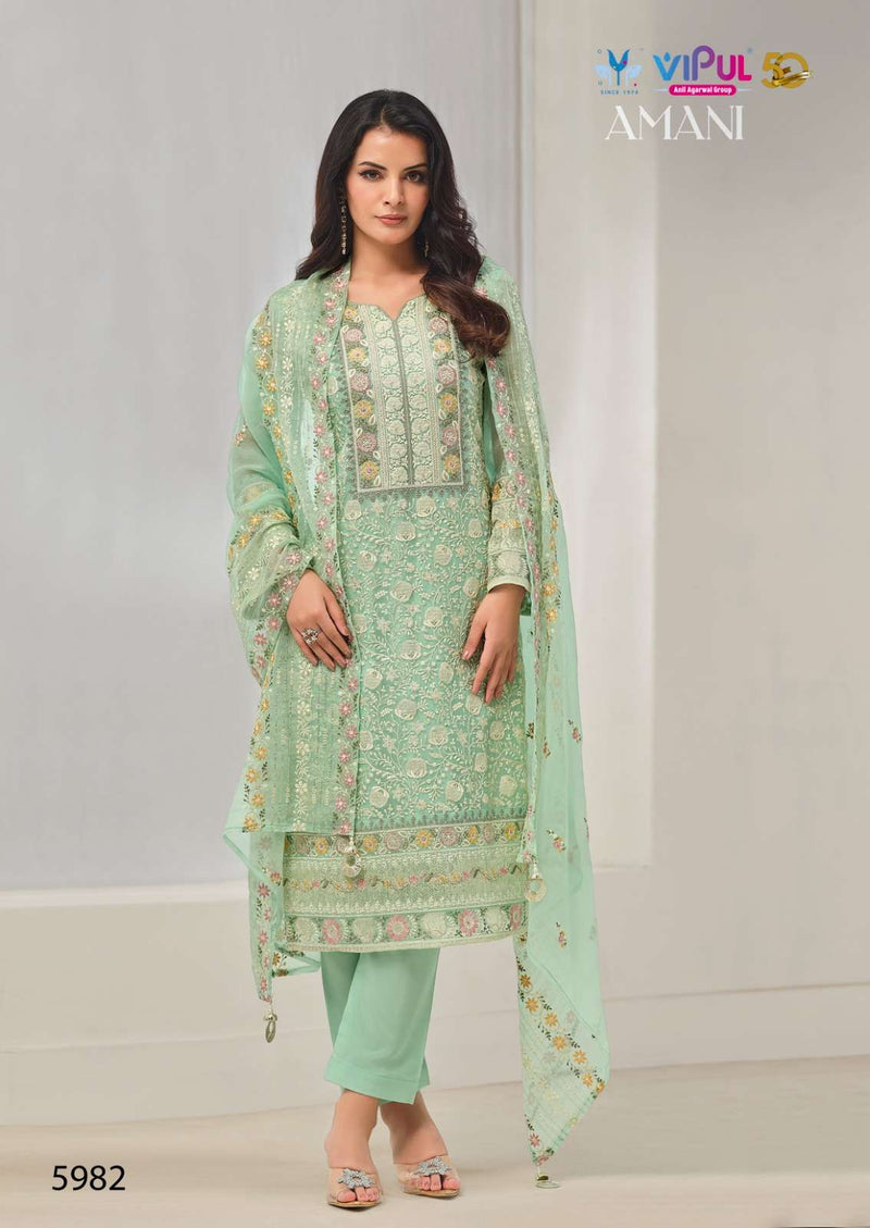Vipul Fashion Amani Organza Chiffon Heavy Embroidery Party Wear Salwar Suit