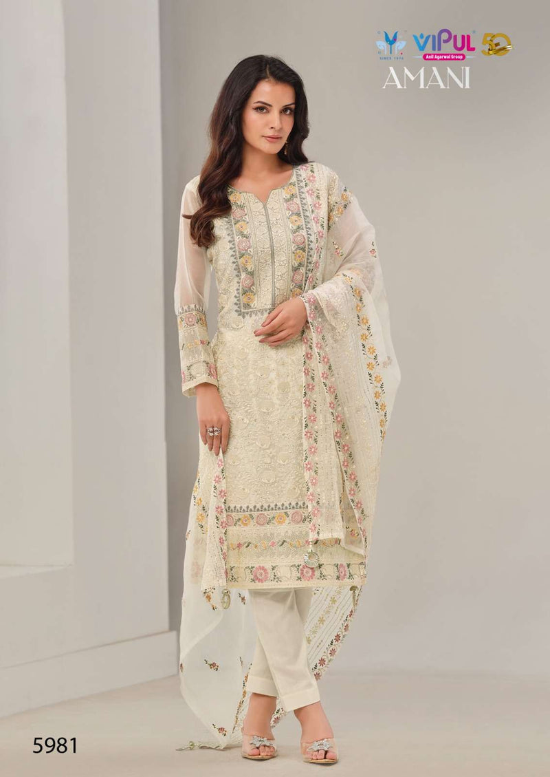 Vipul Fashion Amani Organza Chiffon Heavy Embroidery Party Wear Salwar Suit