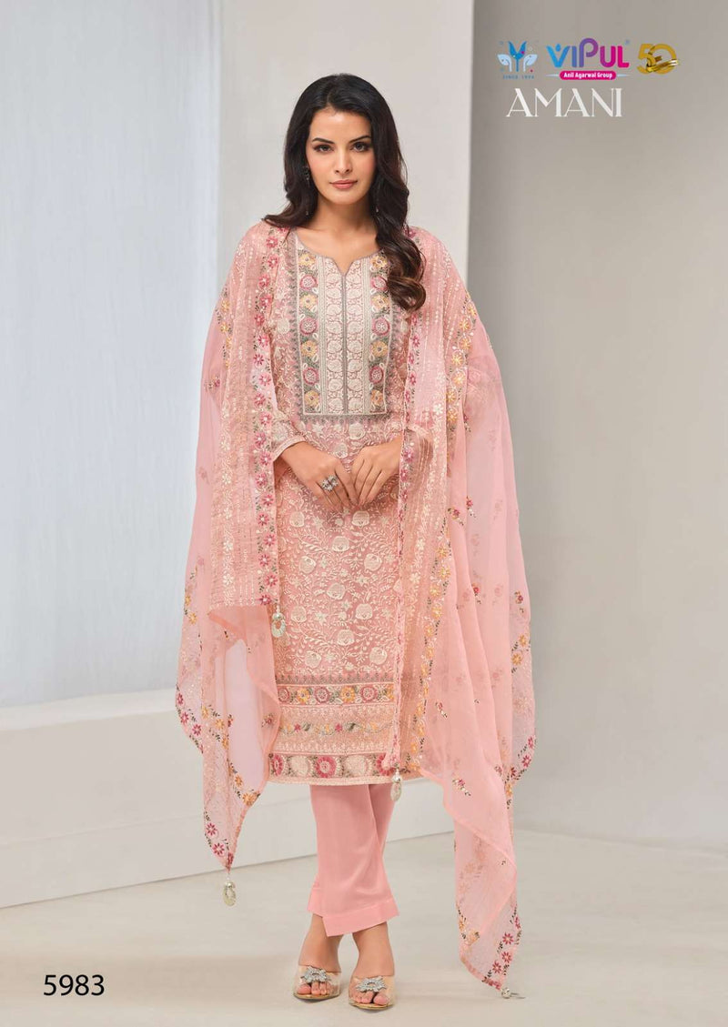 Vipul Fashion Amani Organza Chiffon Heavy Embroidery Party Wear Salwar Suit