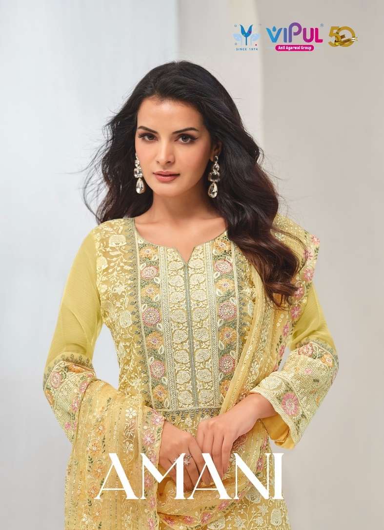 Vipul Fashion Amani Organza Chiffon Heavy Embroidery Party Wear Salwar Suit