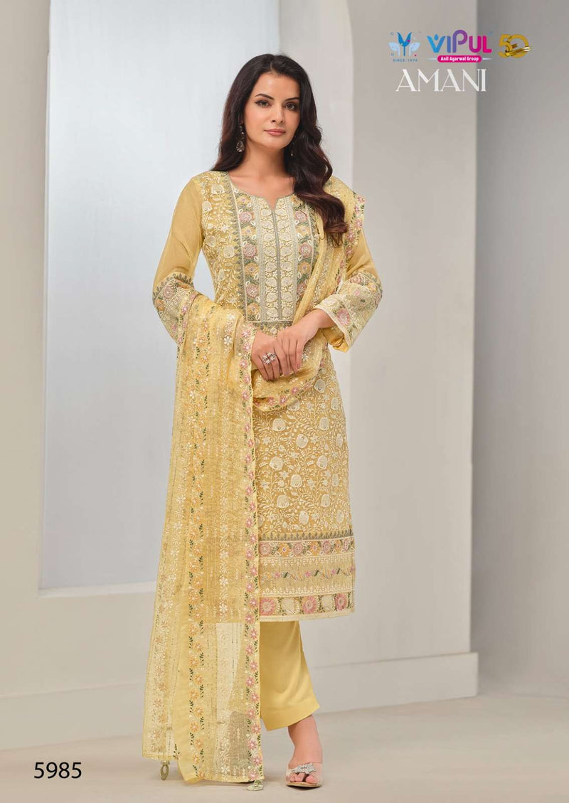 Vipul Fashion Amani Organza Chiffon Heavy Embroidery Party Wear Salwar Suit