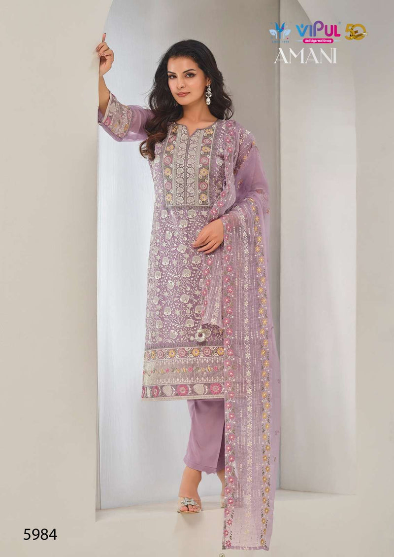 Vipul Fashion Amani Organza Chiffon Heavy Embroidery Party Wear Salwar Suit