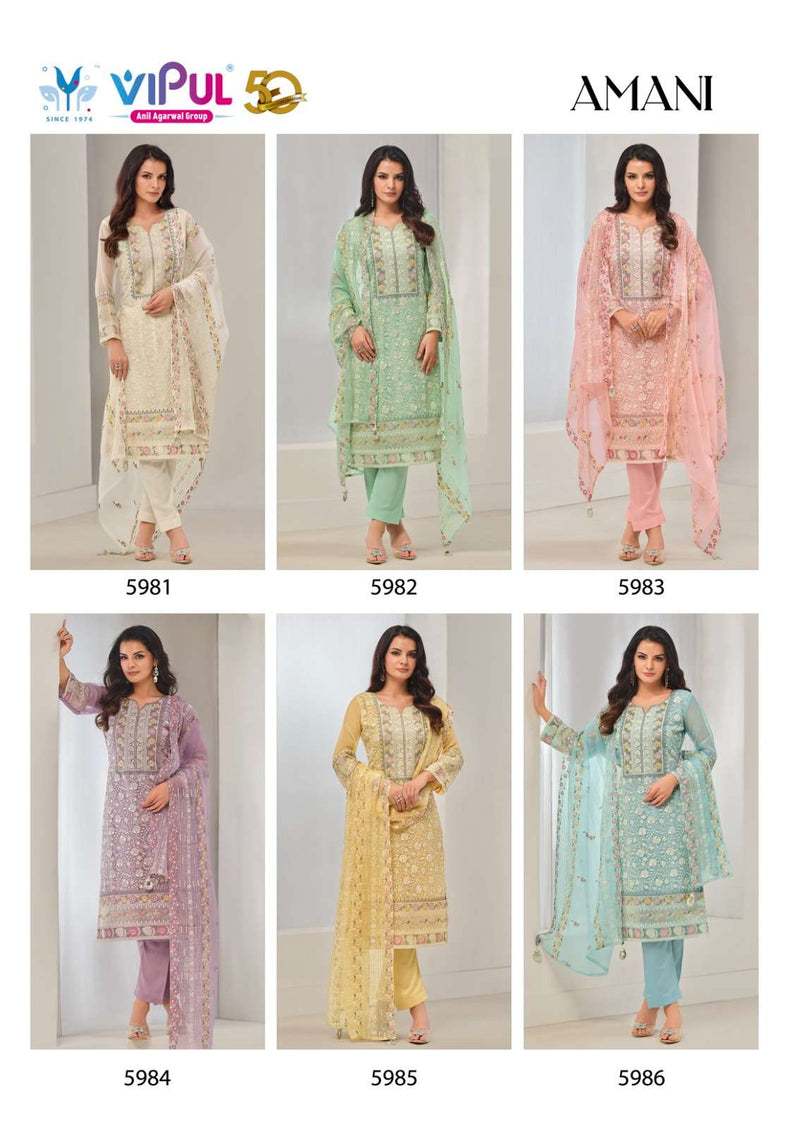 Vipul Fashion Amani Organza Chiffon Heavy Embroidery Party Wear Salwar Suit