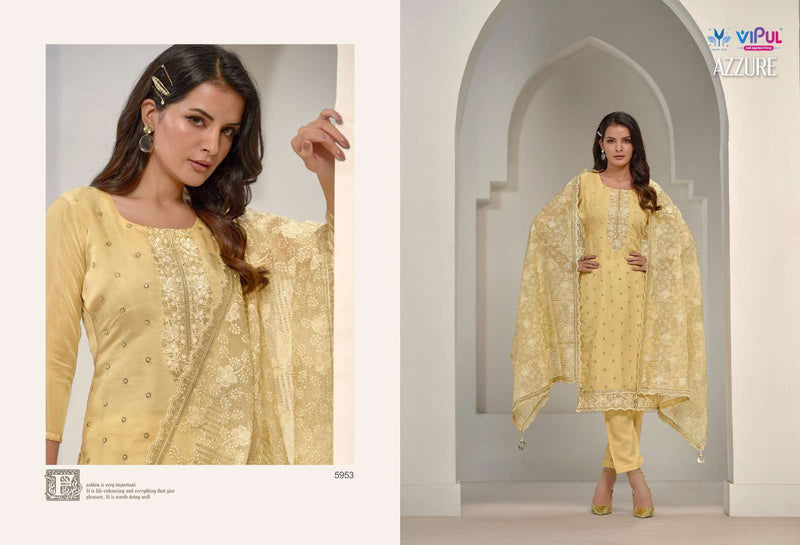 Vipul Fashion Azzure Organza With Embroidery Work Designer Heavy Suit