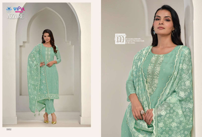 Vipul Fashion Azzure Organza With Embroidery Work Designer Heavy Suit
