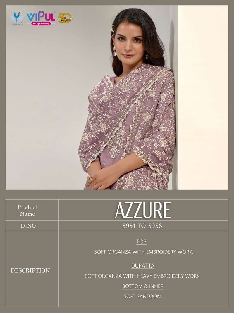 Vipul Fashion Azzure Organza With Embroidery Work Designer Heavy Suit