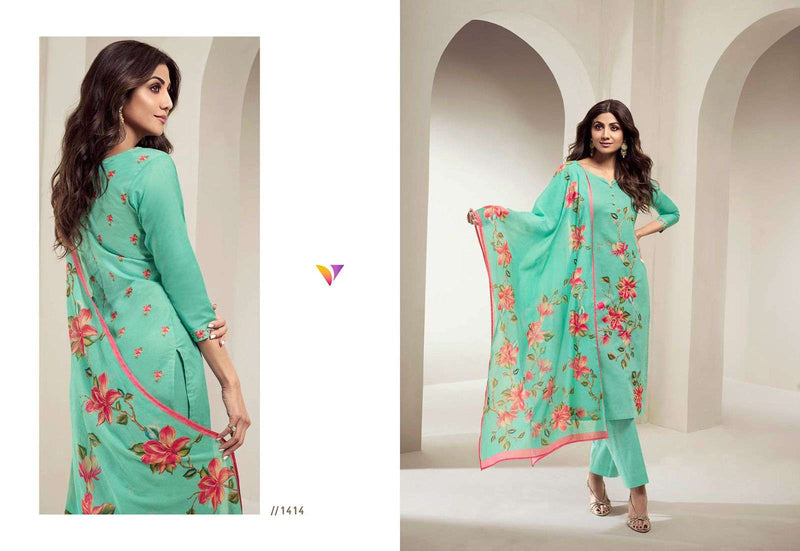 Viradi Shilpa Vol 12 Cotton Digital Print Party Wear Kurti Pant Dupatta Set