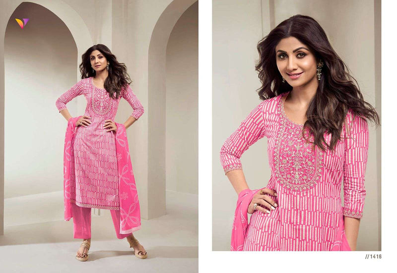 Viradi Shilpa Vol 12 Cotton Digital Print Party Wear Kurti Pant Dupatta Set