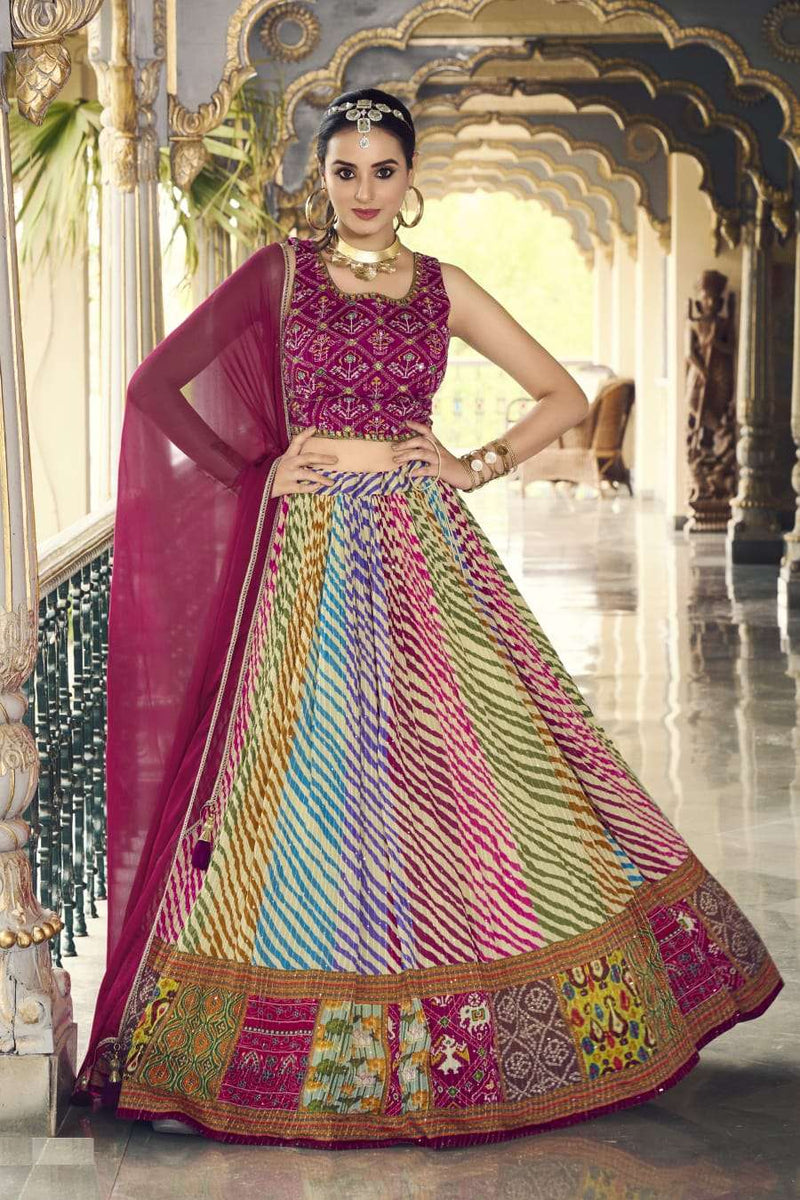 Virasat Chinon Sequence Embroidery Work Ready Made Lehenga Choli Collection