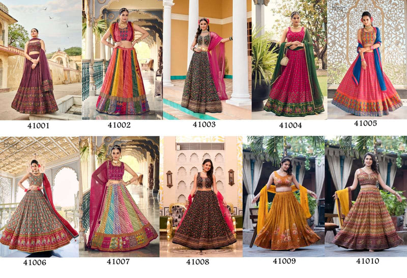 Virasat Chinon Sequence Embroidery Work Ready Made Lehenga Choli Collection