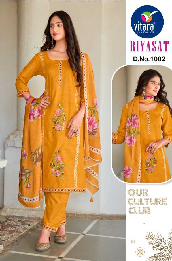 Vitara Fashion Riyasat Vol 2 Cotton Heavy Printed With Embroidery & Handwork Kurti Set