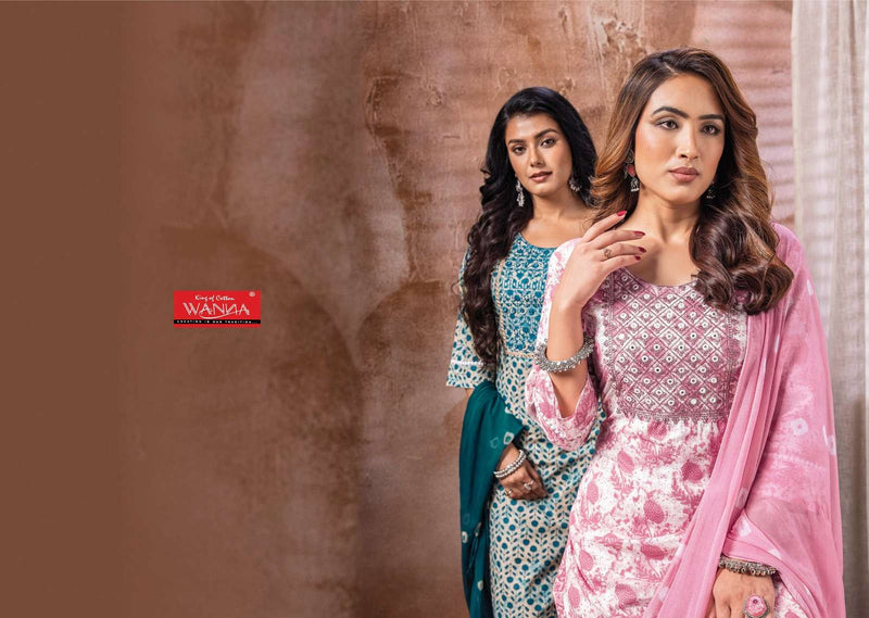 Wanna Present Kanika Fancy 3pcs Set Thread Work Kurti With Pant And Chiffon Dupatta Catalogue