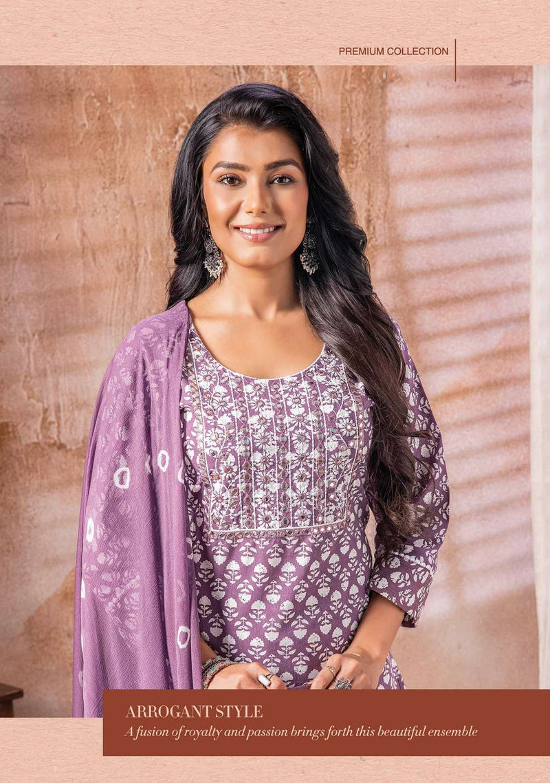 Wanna Present Kanika Fancy 3pcs Set Thread Work Kurti With Pant And Chiffon Dupatta Catalogue