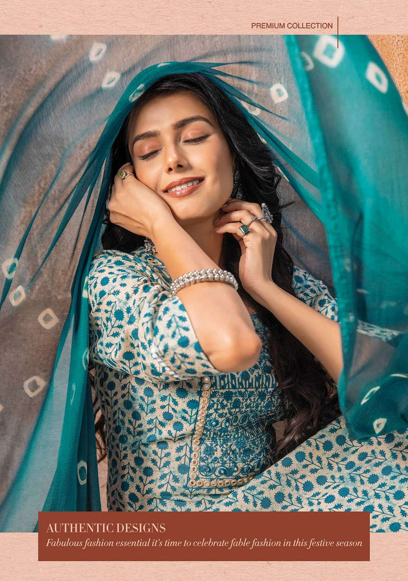 Wanna Present Kanika Fancy 3pcs Set Thread Work Kurti With Pant And Chiffon Dupatta Catalogue