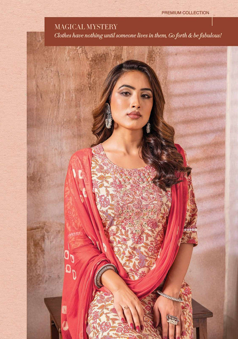 Wanna Present Kanika Fancy 3pcs Set Thread Work Kurti With Pant And Chiffon Dupatta Catalogue