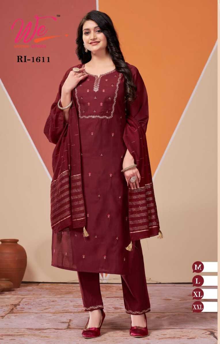 We Women Ethnic We Women 1607 1608 1609 1611 Roman Silk Fancy Combo Readymade Suit