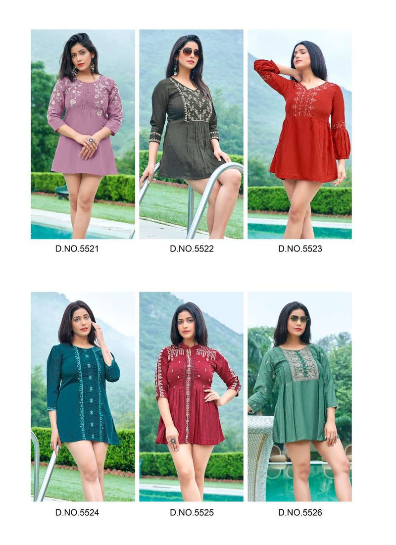 Yami Fashion Rare Vol 2 Chinon Viscose Machine Embroidery Fancy Daily Wear Short Tunic Tops