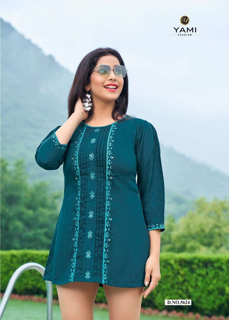 Yami Fashion Rare Vol 2 Chinon Viscose Machine Embroidery Fancy Daily Wear Short Tunic Tops
