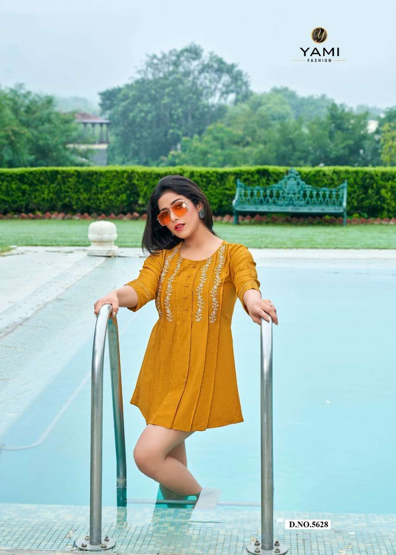 Yami Fashion Rare Vol 2 Chinon Viscose Machine Embroidery Fancy Daily Wear Short Tunic Tops