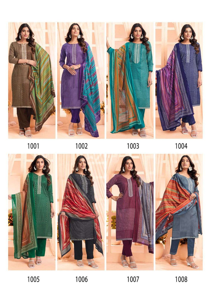 Yashika Trends Erina Cotton Printed Neck And Daman Embrodery Work Salwar Suit