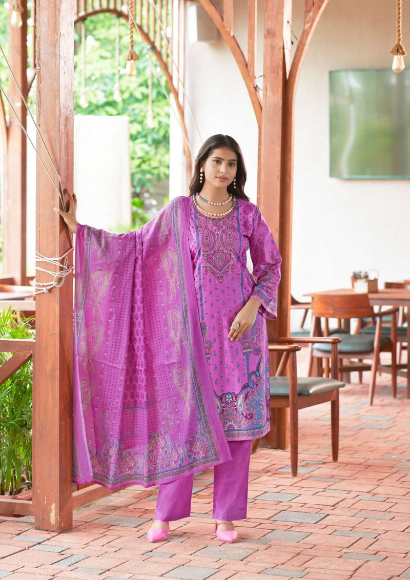 Yashika Trends Nayra B Cotton Printed With Exclusive Neck Work Unstitched Salwar Suit