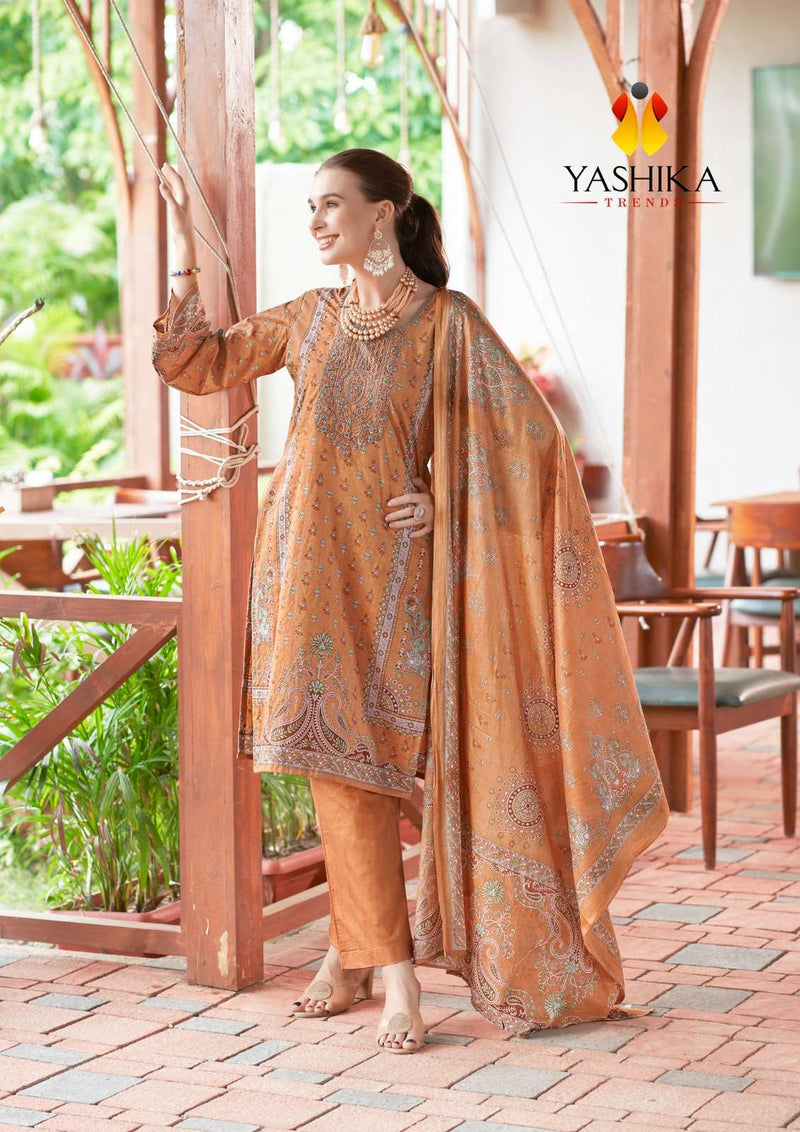 Yashika Trends Nayra B Cotton Printed With Exclusive Neck Work Unstitched Salwar Suit