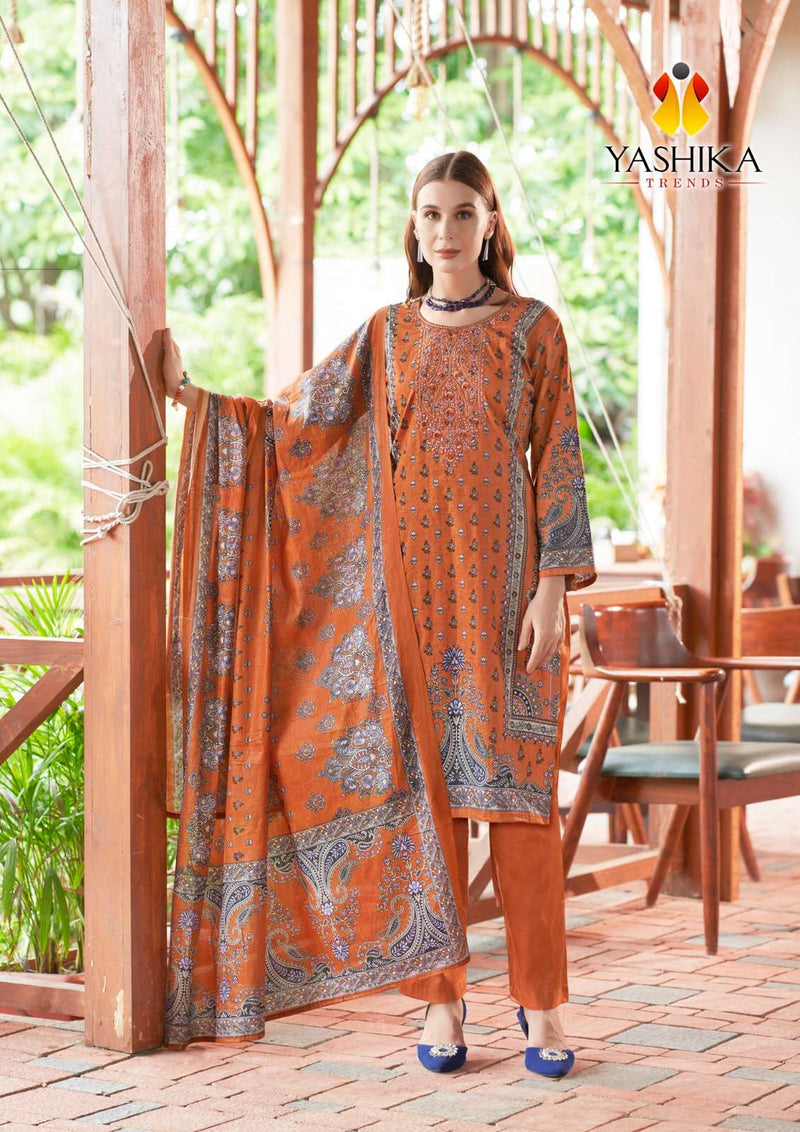 Yashika Trends Nayra B Cotton Printed With Exclusive Neck Work Unstitched Salwar Suit