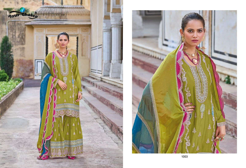 Your Choice Aroma Chinon Heavy Designer Party Wear Stiched Suit
